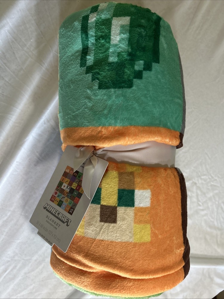 Minecraft Mine Craft Blocks Grid Hallmark Throw Blanket  New