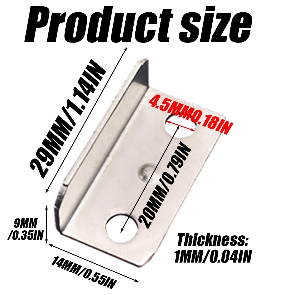 20 Pcs Angled Drawer Lock Strike Plate, L Shaped Silver