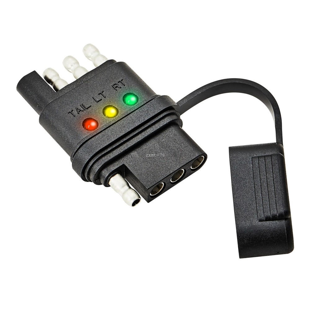 4-Pin Flat Trailer Wiring Tester w/ LED for Light Wire Circuit Continuity Test
