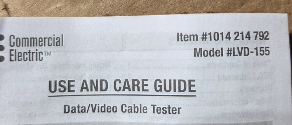 Commercial Electric Data Video Cable Tester Tool Model LVD-155
