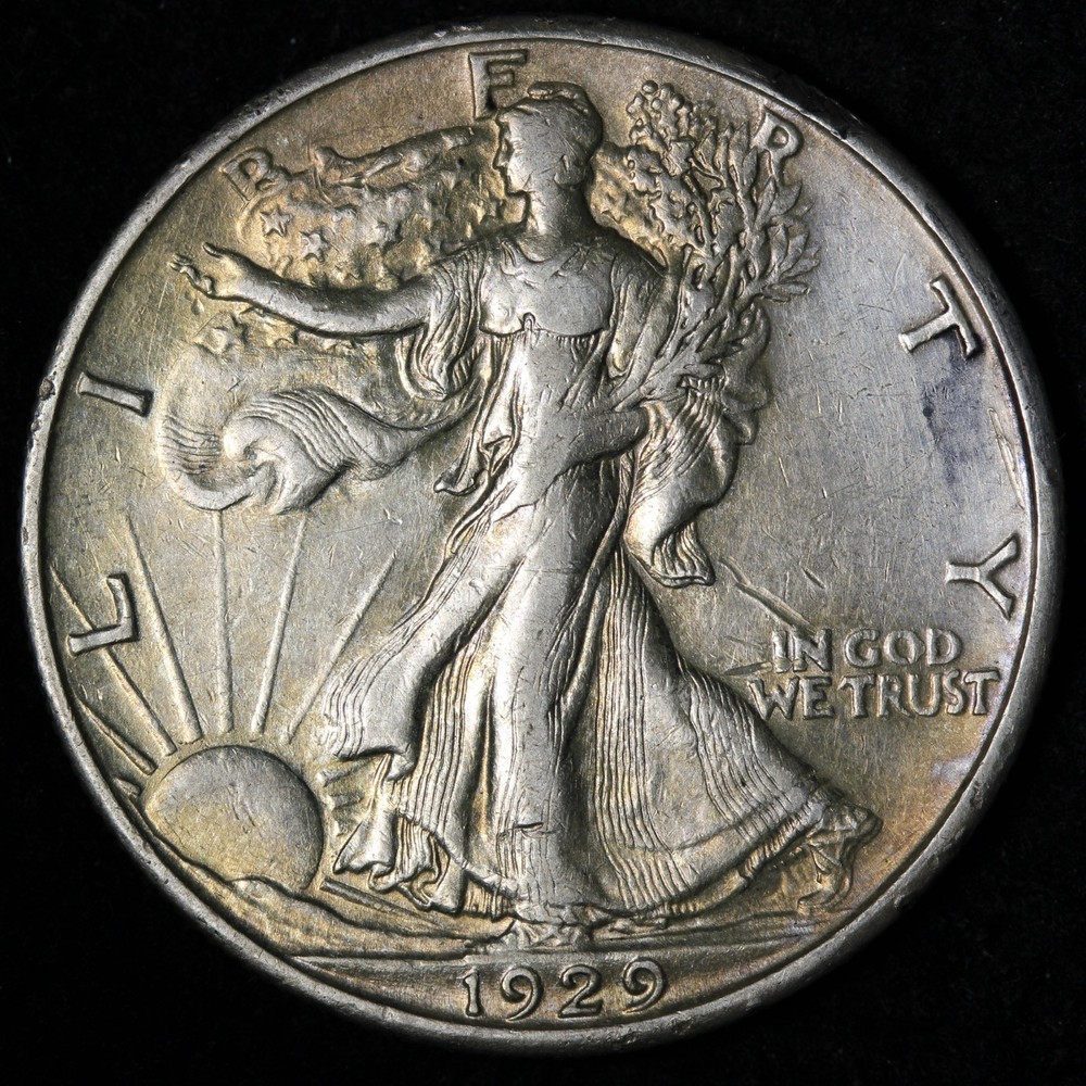 1929-S Walking Liberty Silver Half Dollar AU+ E295 DDNFL