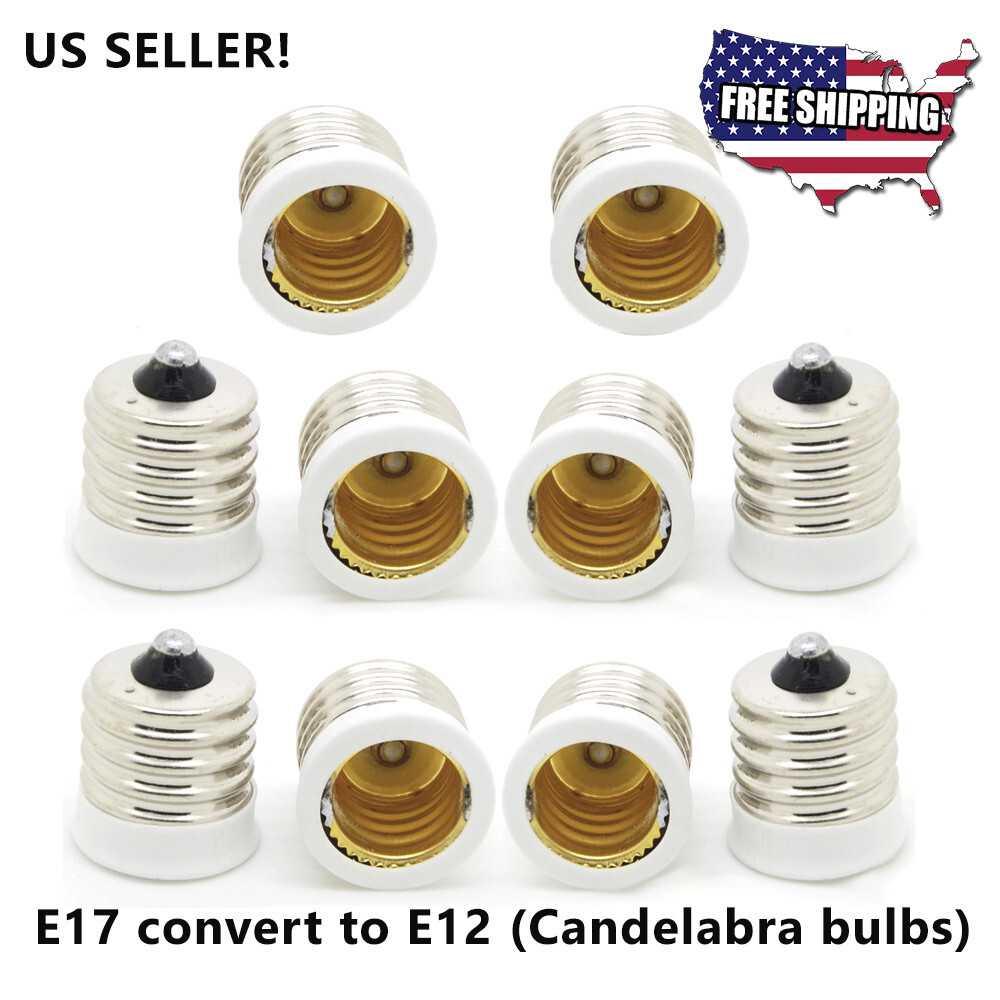 10x E17 to E12 Candelabra Conversion Reducer Socket Base Bulb Lamp Light Adapter