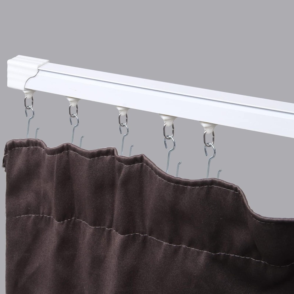 6ft Ceiling Track for Curtains, Never Rust & Enough Rollers and Hooks & Slide