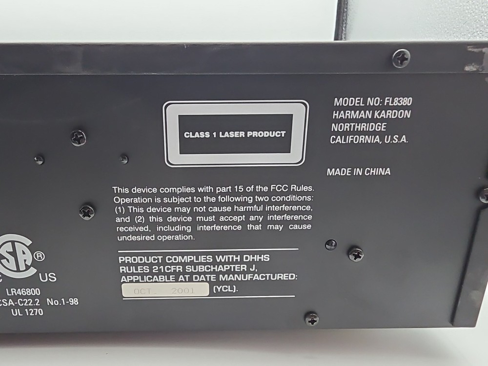 Harman Kardon FL8380 5 Disc CD Changer HDCD Compact Disc Player