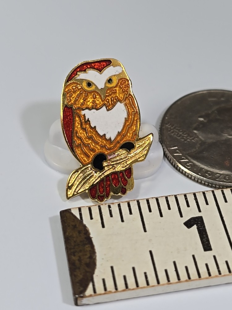 Owl Bird On Tree Limb Lapel Pin •