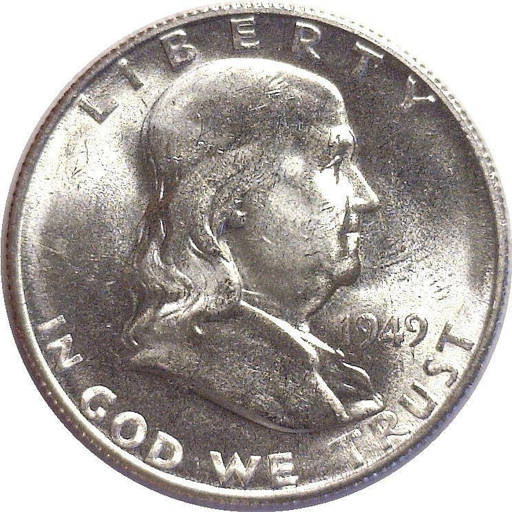 1949-S 50C Franklin Silver Half Dollar Uncirculated