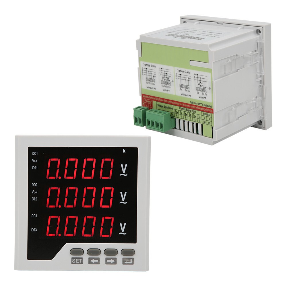 DTM-AV96 3 Phase Voltage Meter Programmable LED Digital Voltmeter AC 450V