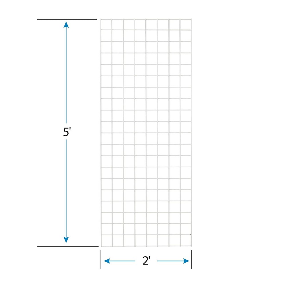 Wire Grid Panel 2' x 5' White Retail Display Craft Gridwall Double Wire Sides