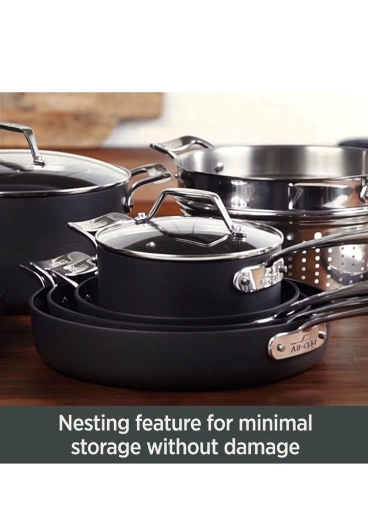 4pc All-Clad Essentials Hard Anodized Nonstick Sauce Pan Set 2.5 & 4QT Black
