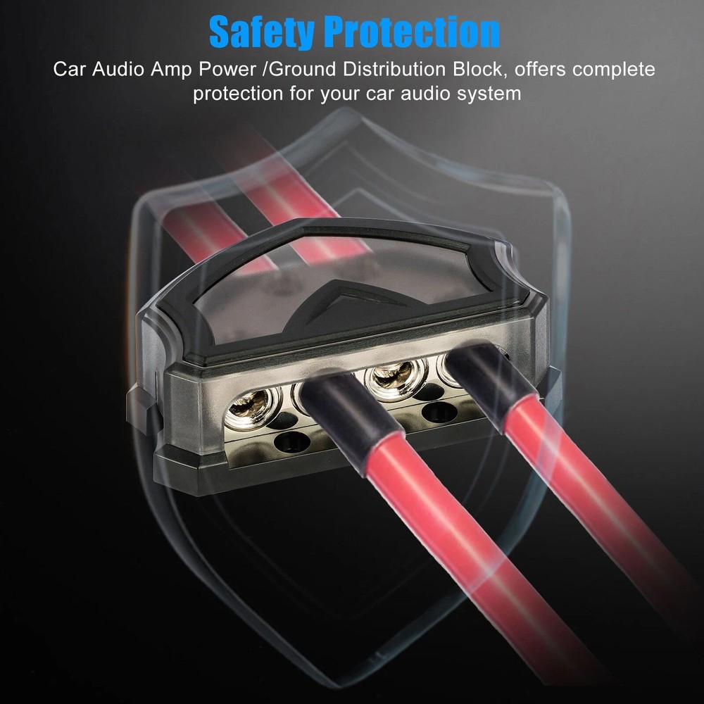 Protective 4-Way Distribution Block 2x 0/2/4 Gauge Input 4x Output Car Audio