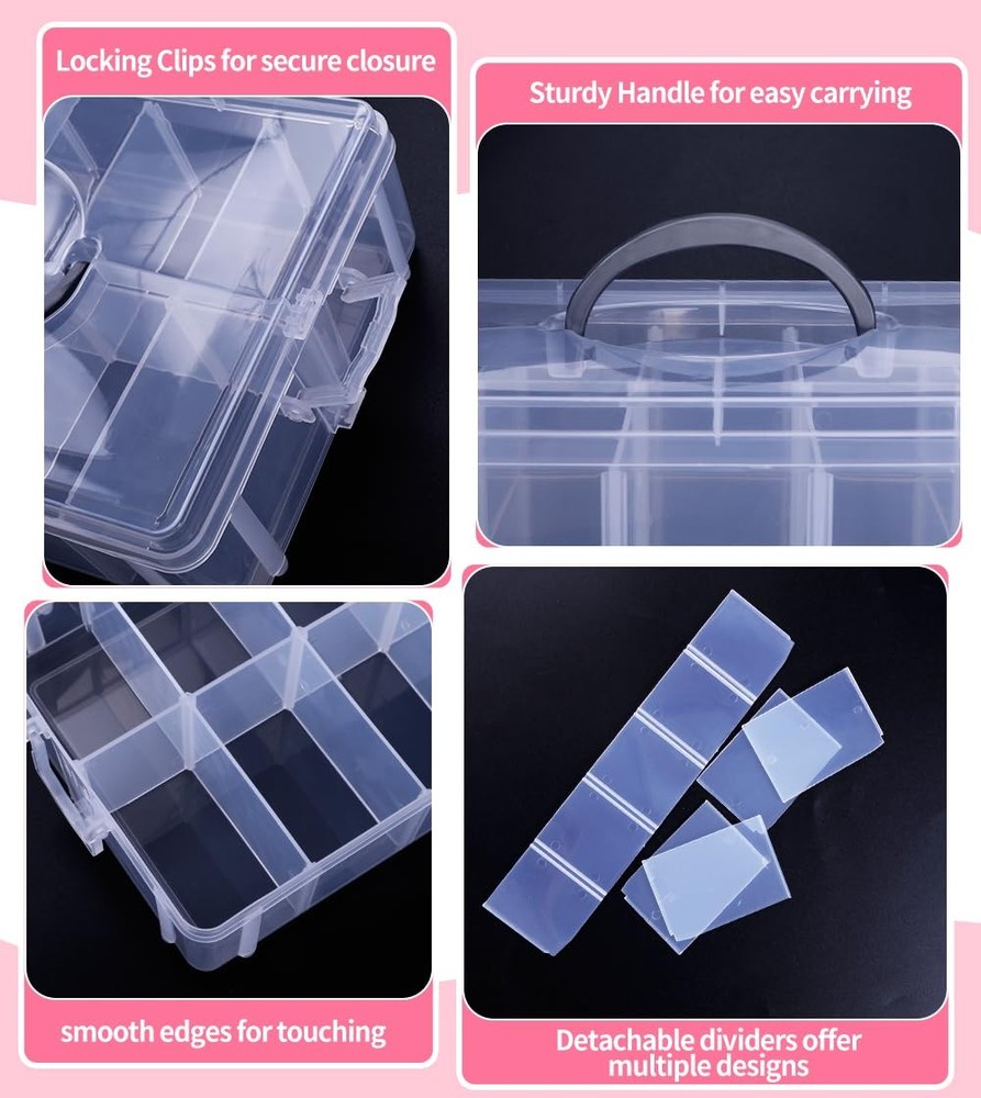 3-Layer Stackable Storage Container , 30 Dividers Compartments, Perfect for S...