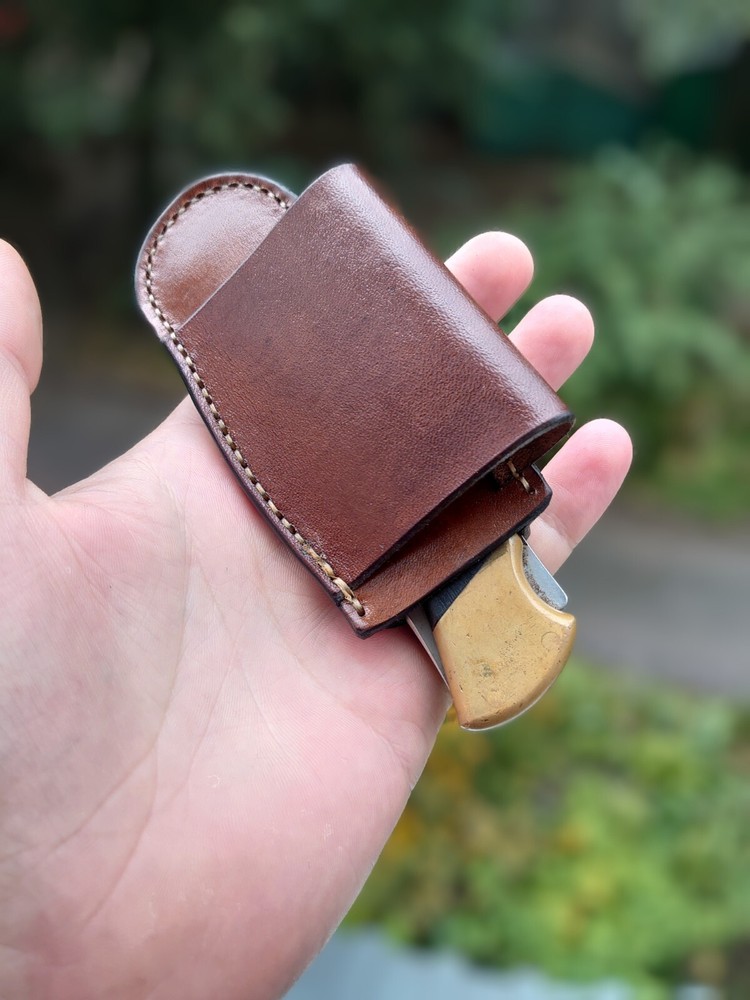 Horizontal scabard leather sheath for buck 110 Folding Hunter