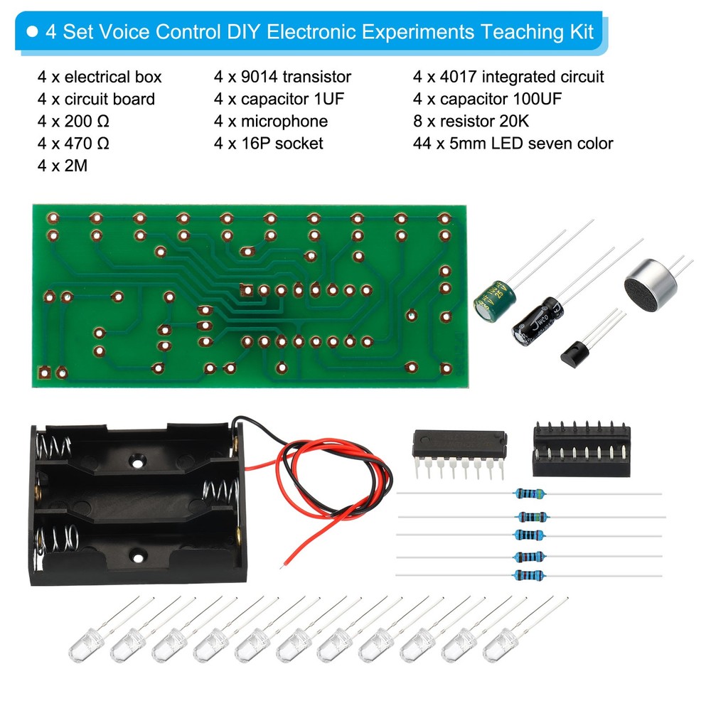 Soldering Practice Board, 4 Set Electronics Kit Prototype PCB Board DIY, 4~12V