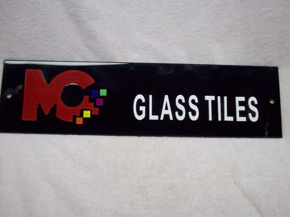 MC Glass Tile Display Sign Plexiglas