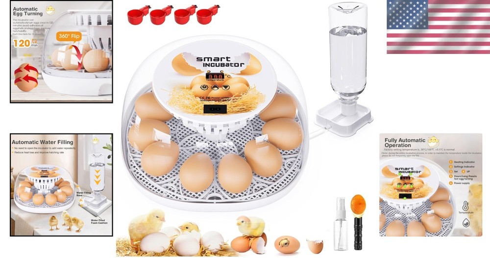 12-Egg Incubator for Chickens, Ducks, and Quails - Automatic Control
