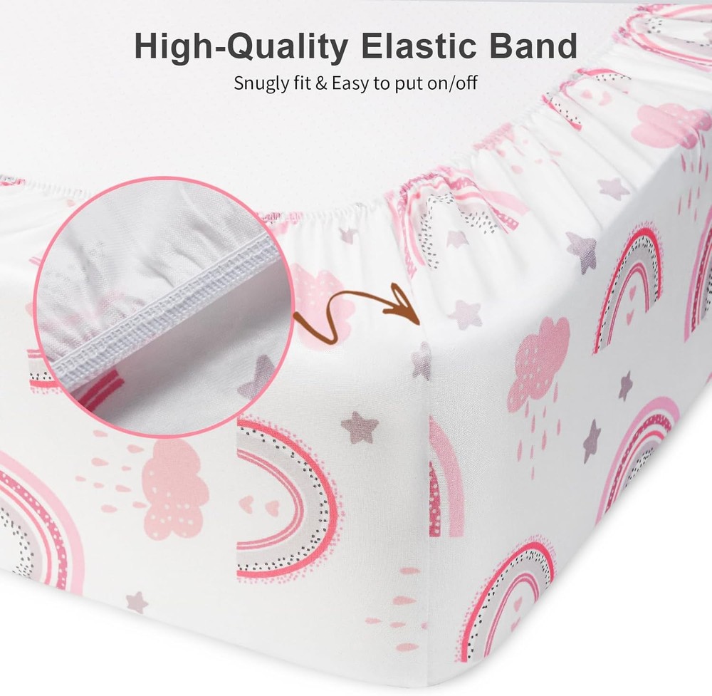 Rainbow Pink Fitted Crib Mattress Sheet 2pk