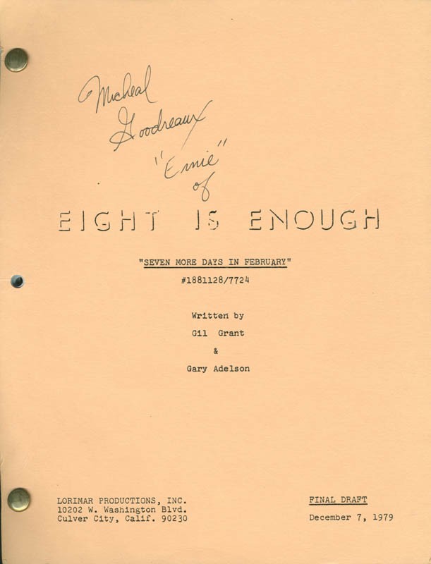 MICHEAL (MICHAEL GOODROW) GOODREAUX - SCRIPT SIGNED CIRCA 1979