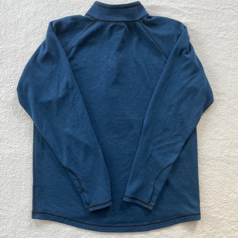 Duluth Trading Co Pullover Mens L Blue Polartec Power Grid Wool Blend 1/4 Zip