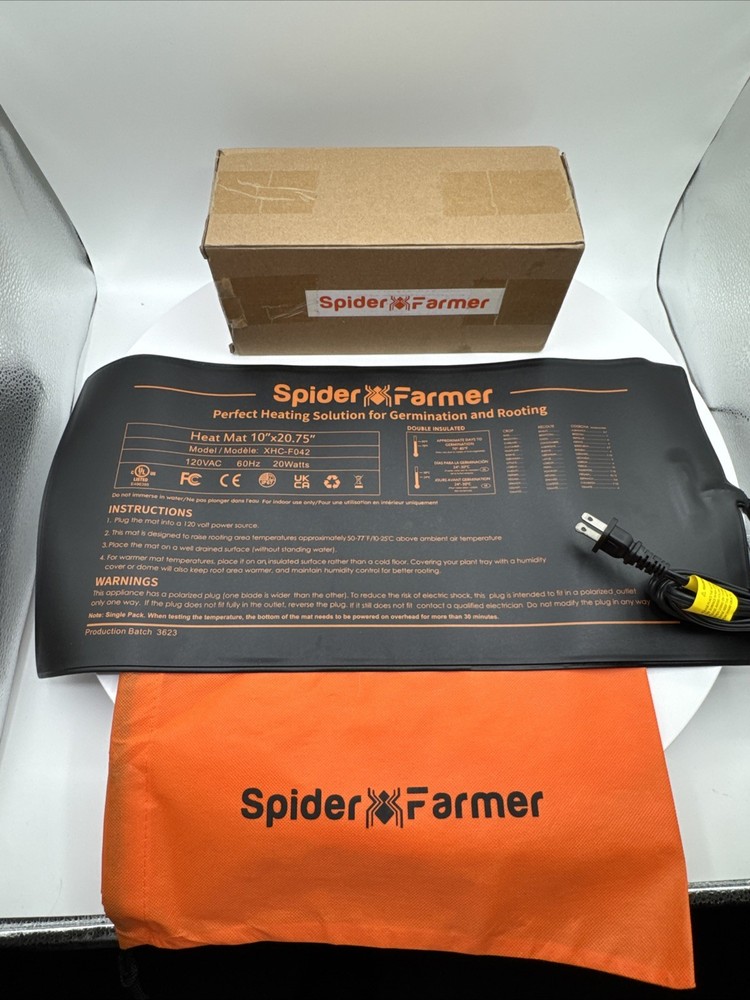Spider Farmer Seedling Heat Mat 10"x20.75" with Built-in Temperature Controller