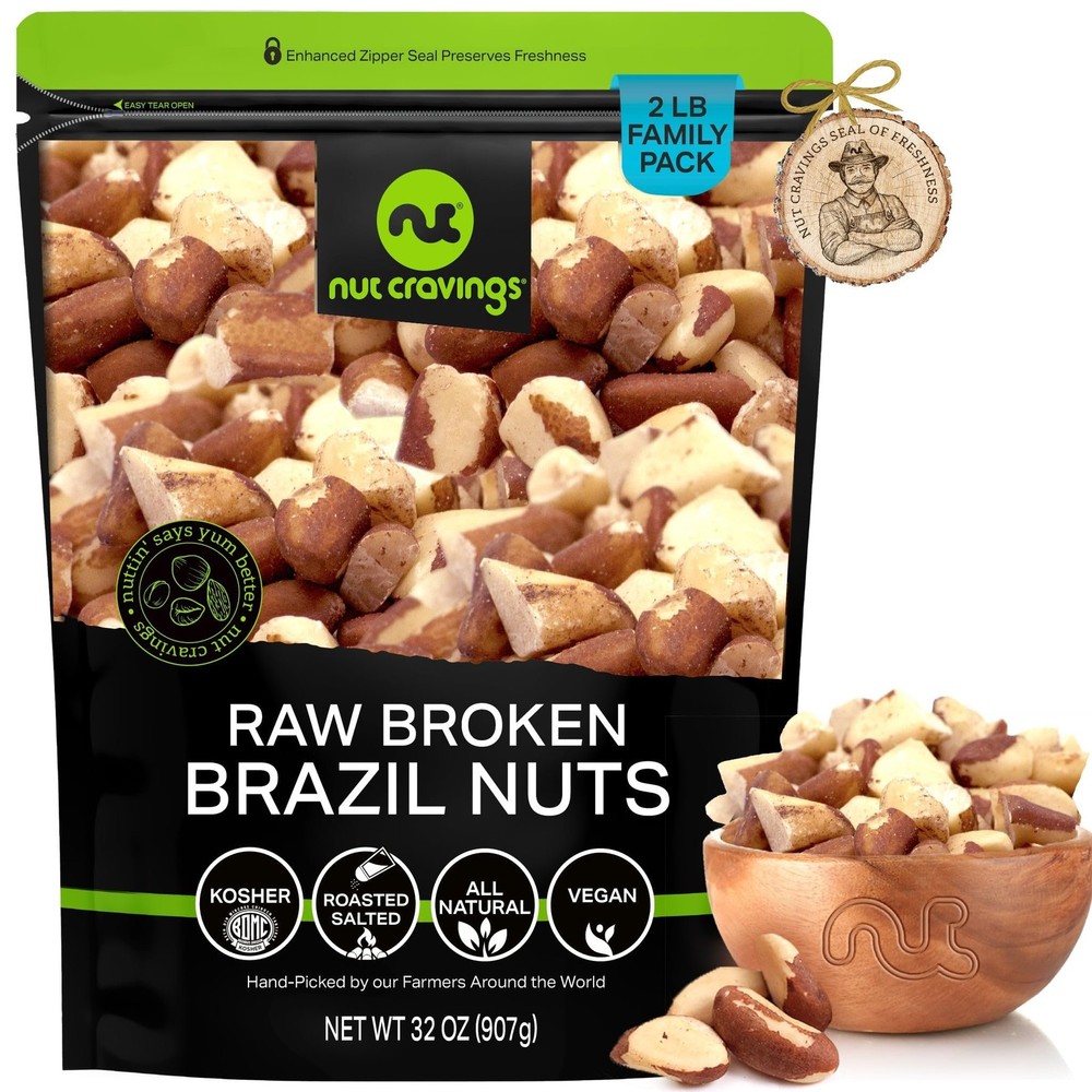NUT CRAVINGS - Raw Broken Brazil Nuts, Unsalted, No Shell, Whole, (16oz - 1...