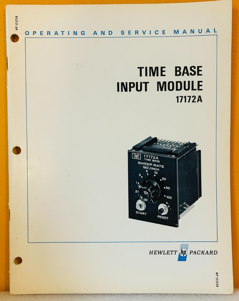 HP 17172-90001 Model 17172A Input Module Operating & Service Manual.