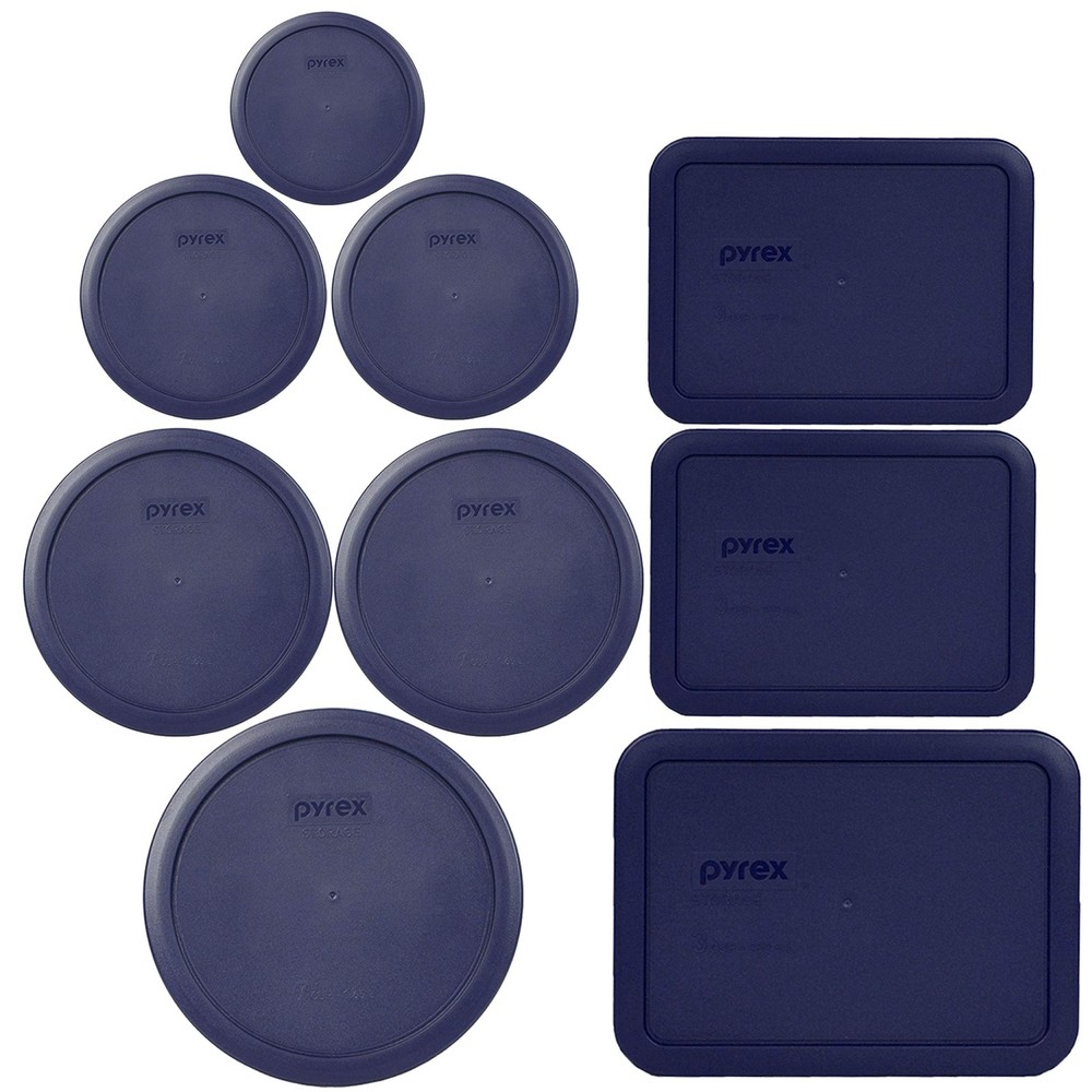Pyrex Bundle - 9 Items: (1) 7402-PC, (2) 7201-PC, 7200-PC, Blue