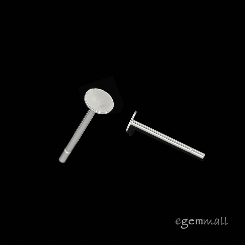 8PC Sterling Silver Glue On Stud Post Earring with 3mm Flat Pad #99339