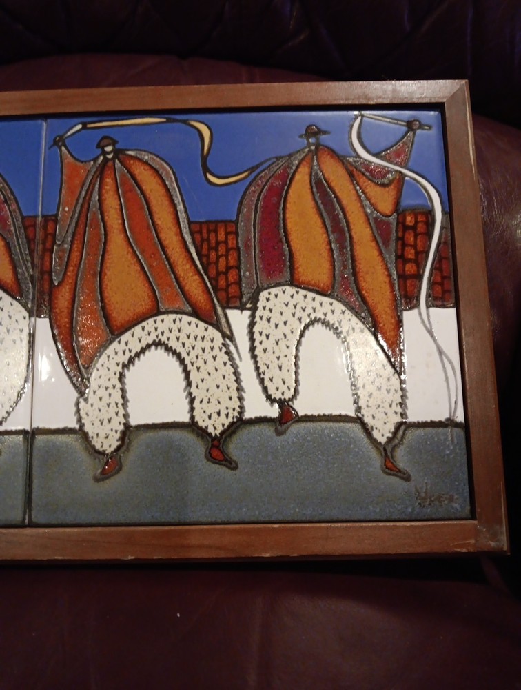 Eduardo Vega Ceramic Art Tile Vintage Ecuador