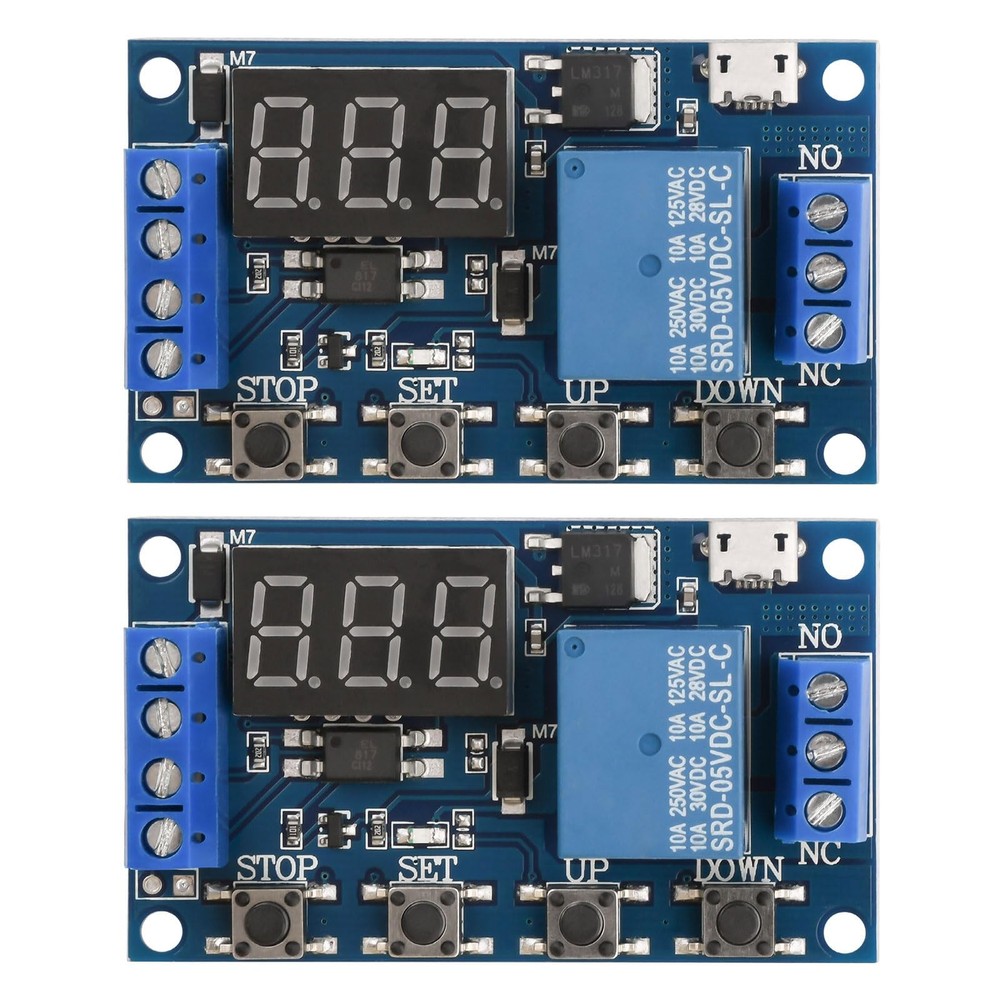 FORIOT 2pcs 5V Micro USB Timer Relay DC 6-30V Programmable Cycle Delay Timer...