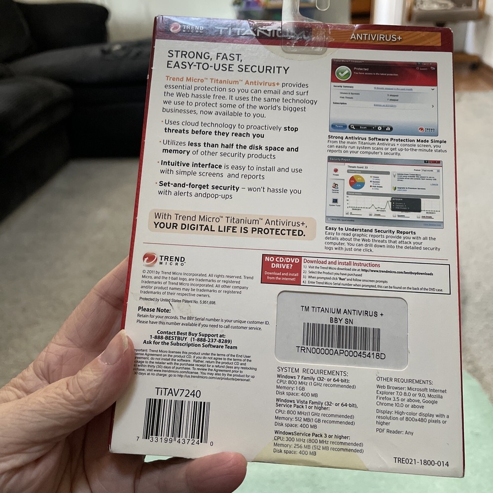 Trend Micro Titanium Antivirus+ Antispyware Web Threat Protection New Open Box