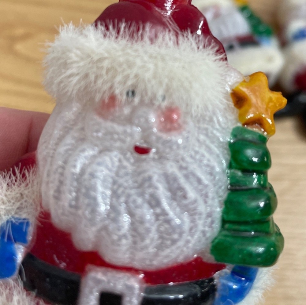 Vtg Blow Mold Plastic Santa String Light Covers Set 7 Christmas Tree Dangle Legs