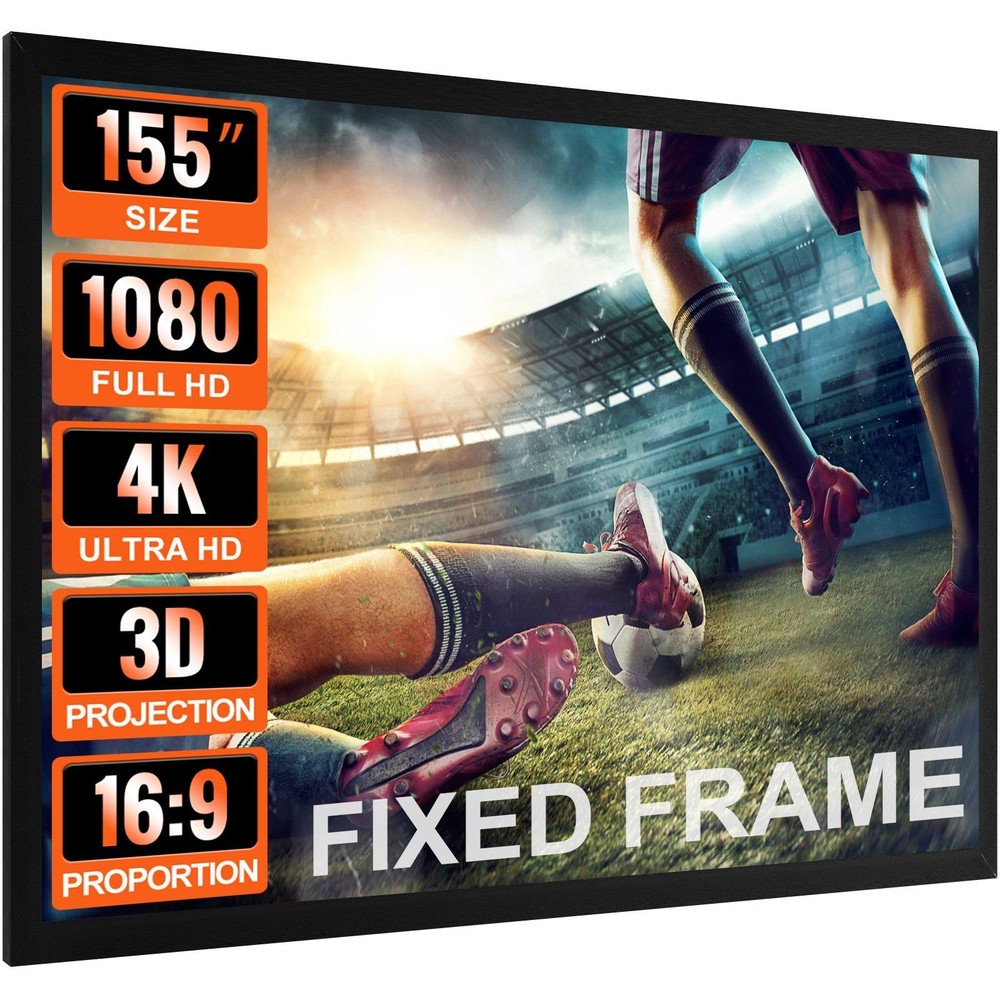 155in 16:9 4K HD Fixed Frame Projector Screen & Wall Mounted Display
