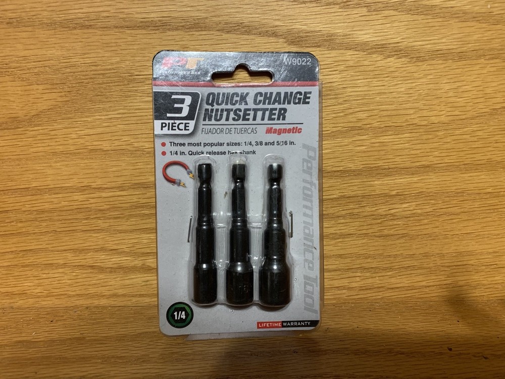 Performance Tool® 3-Pc Quick-Change Magnetic Nutsetter #WL-W9022