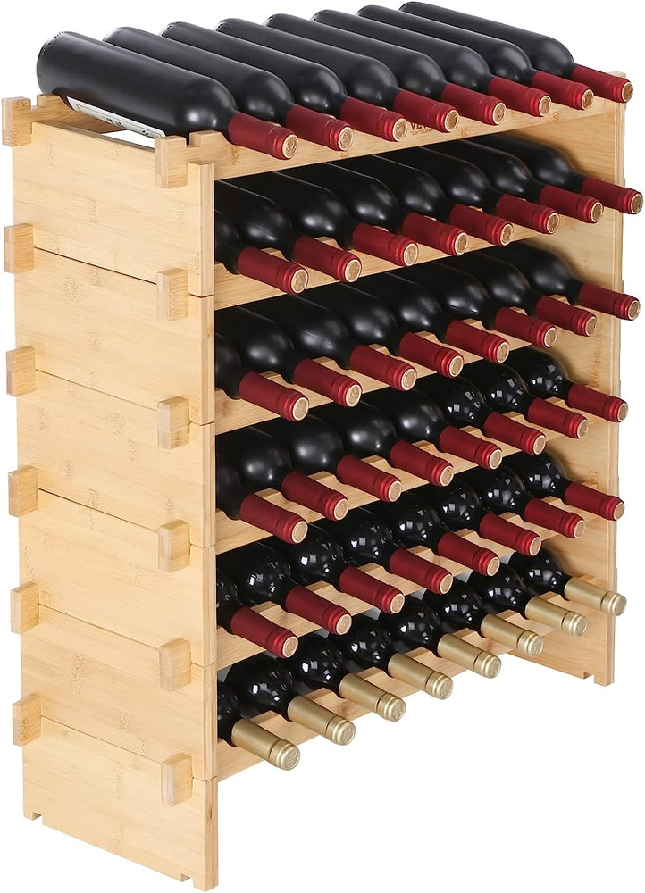 6-Tier 48 Bottles Stackable Modular Wine Rack, Freestanding Wines Holder Display