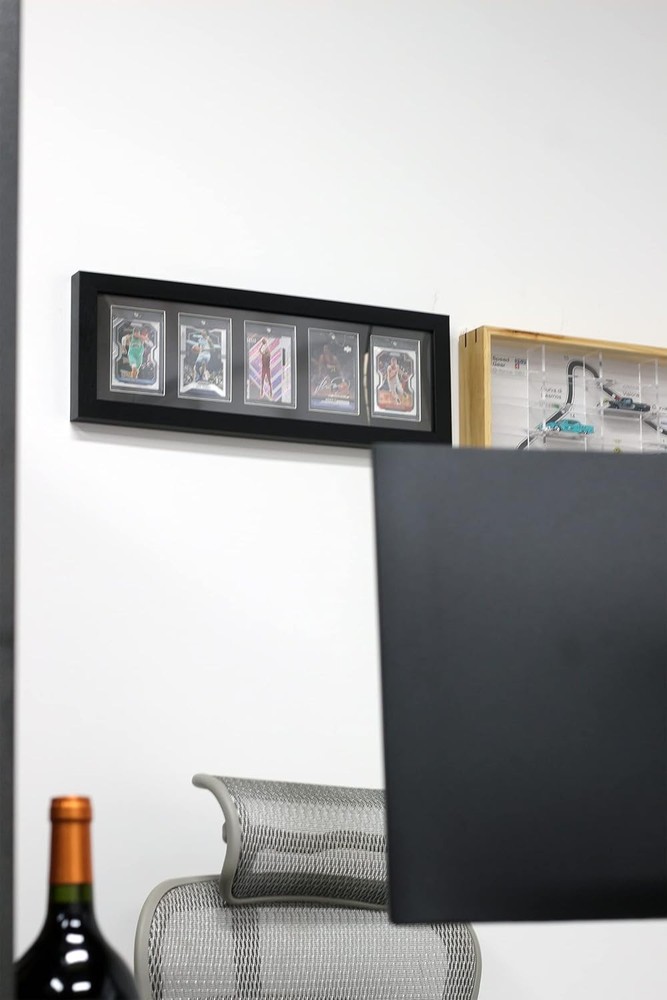 Trading Card Display Frame - Wall Mount Baseball 5 cards, Black