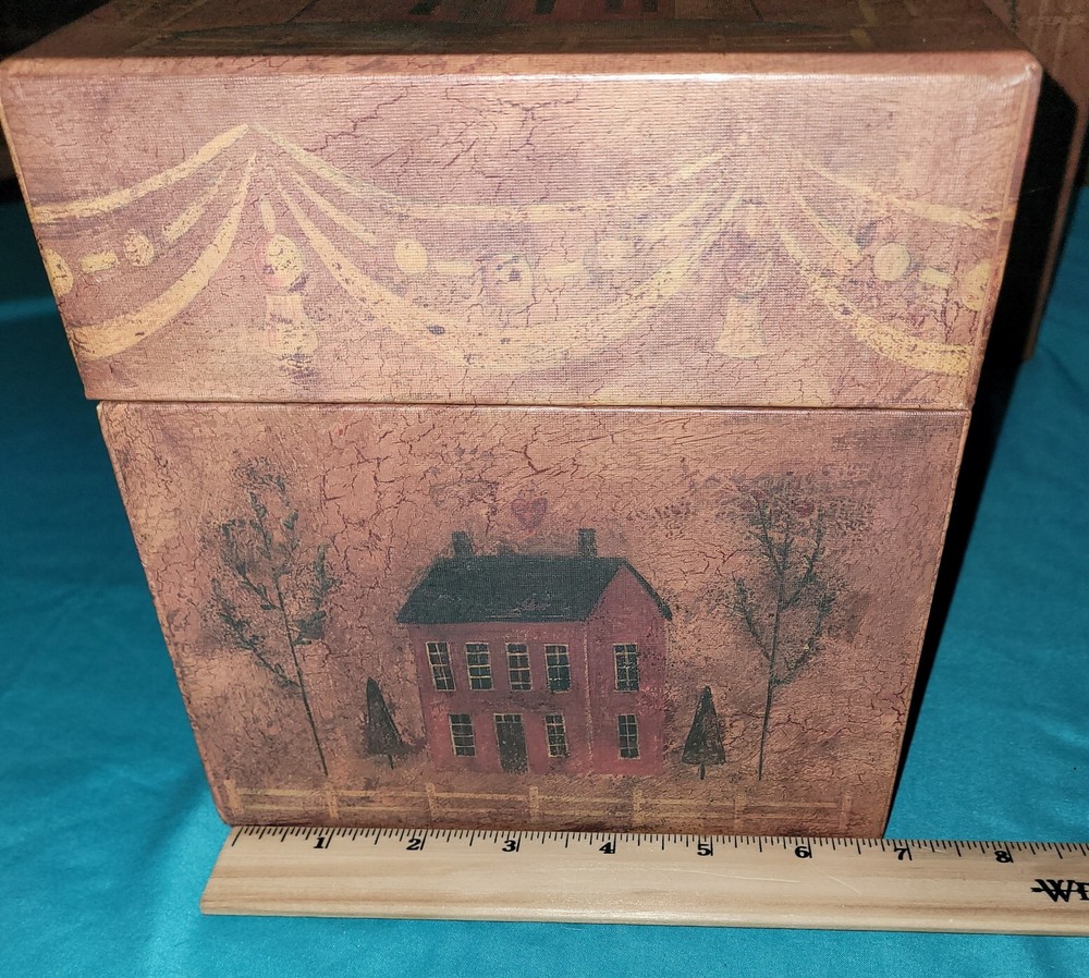 2 Primitive The Farmhouse Nesting Stackable Boxes Country Rustic Decoration
