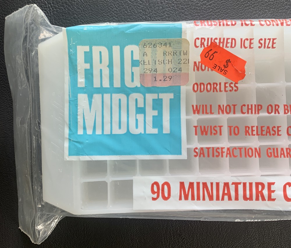 Frigid Midget Plastic Ice 2 Cube Tray Makes 90 Mini Cubes NOS Unopened Vintage