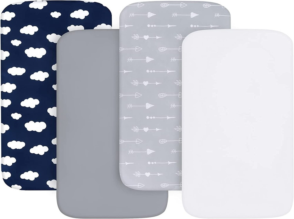 Bassinet Fitted Sheets Fit Various Rectangle Cradles/Bassinet Mattress 4 Pack