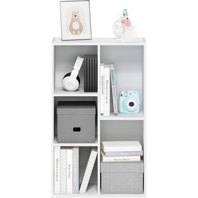 Modern 5 Cube Bookshelf Sturdy Engineered Wood Storage Unit Home Office New