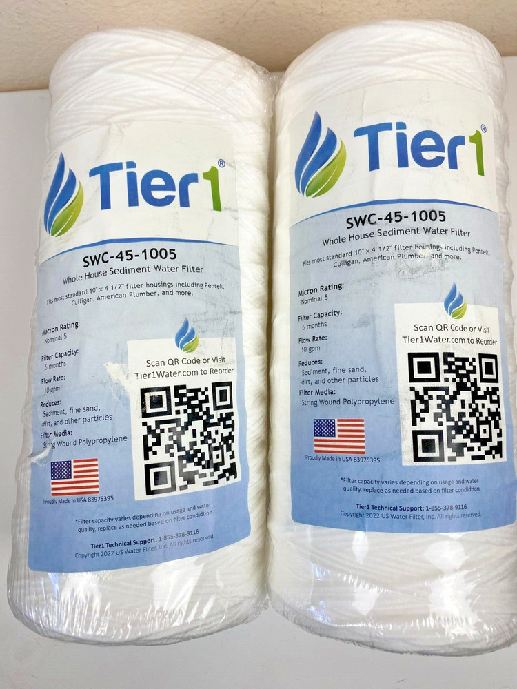 Tier1 Water Filter 10 x4.5" SWC-45-1005 5 Micron String Wound Sediment 4 Pack