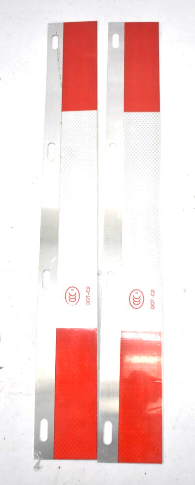 Lot of 2 Reflective Construction DOT-C2 Metal Strips Rectangular 3" x 23-1/2"