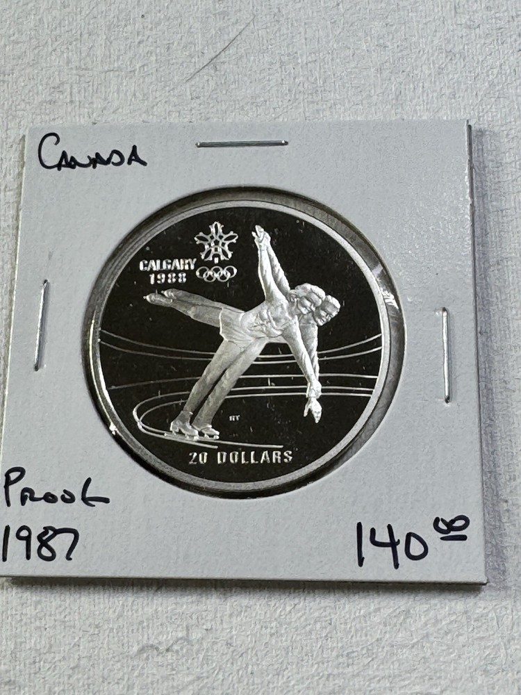 1987 Canada 20 Dollar Large Silver Proof Olympic Commemorative Figure Skating
