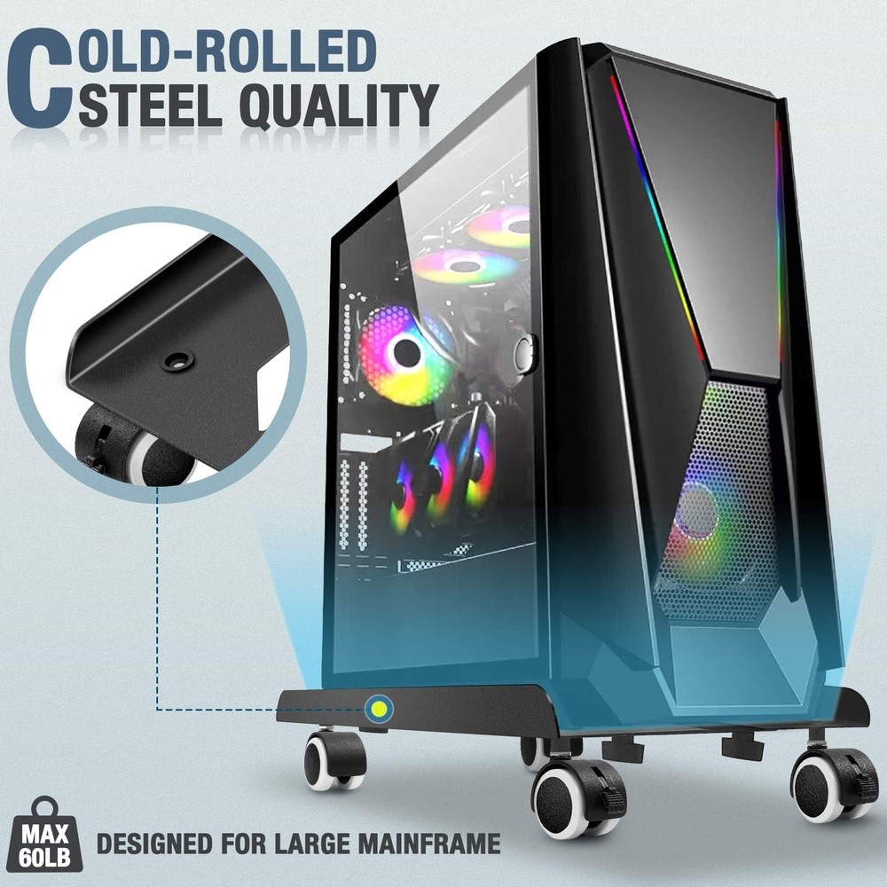 Seloom Computer Tower Stand, Adjustable PC Adjustable, Black