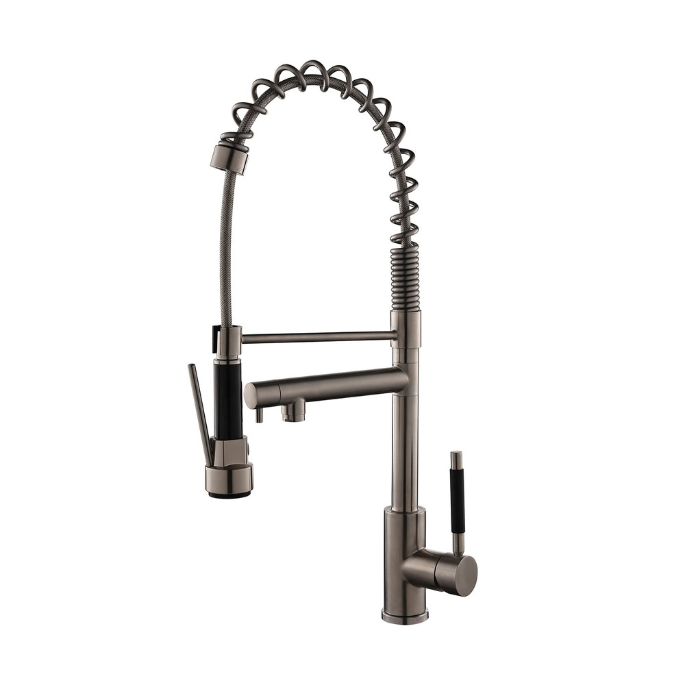 Silver Kitchen Faucet Kit 360° Rotation High Arch Single Handle Double Function