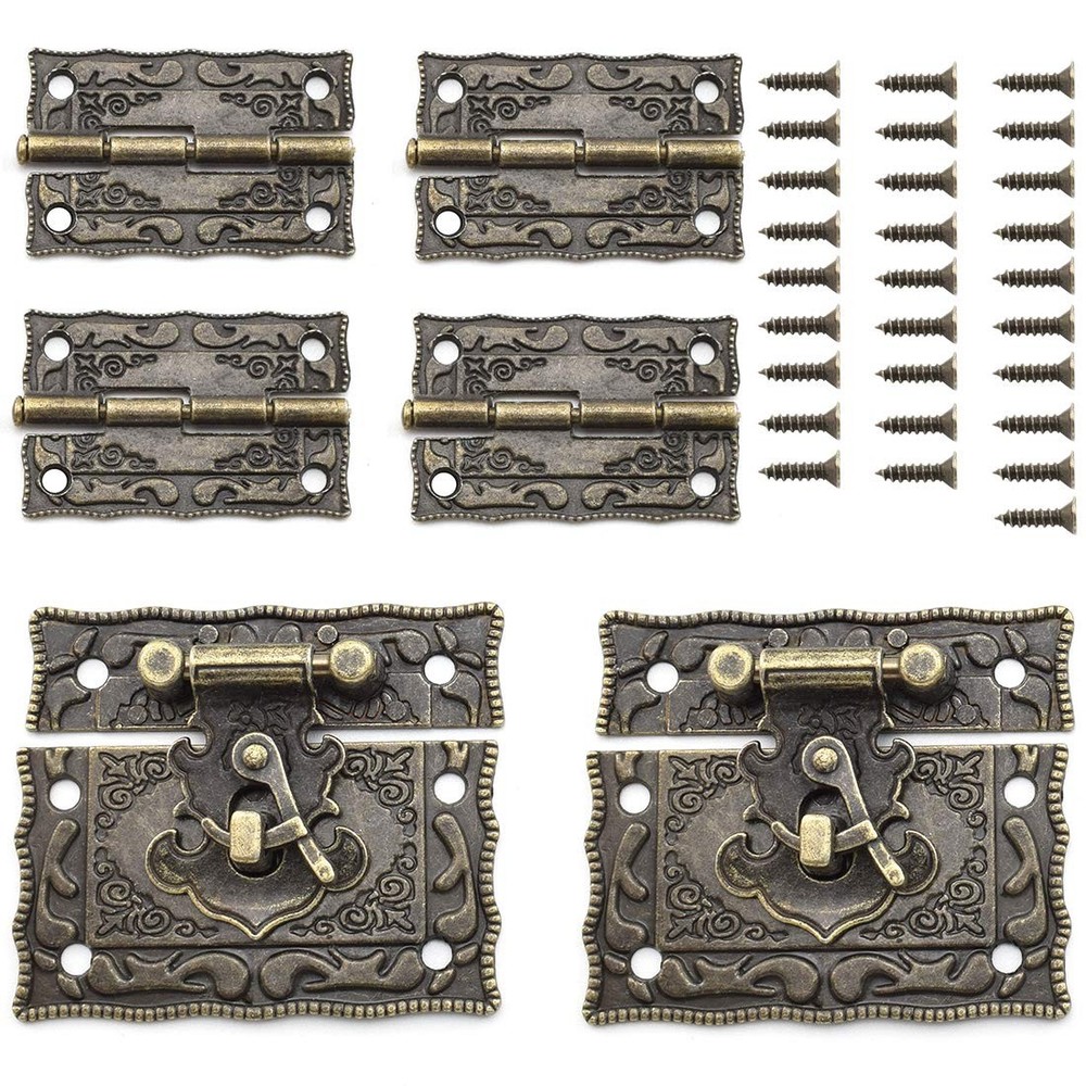 SDTC Tech Antique Bronze Rectangle Right Hook Hasp Latch and Engraved