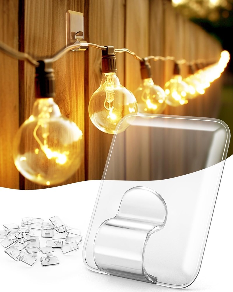 Versatile 20 Pack Clear Light Clips for Outdoor Decor - Waterproof & Durable
