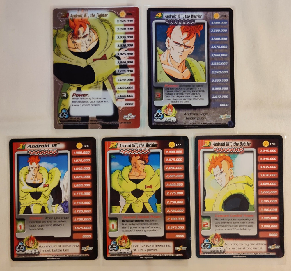 Android 16 COMPLETE SET MP 1-4 - Warrior R14 Redemption Promo Fighter HT DBZ CCG