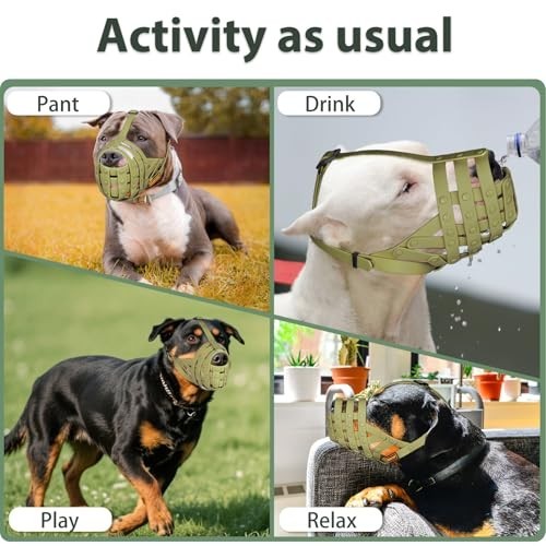 Basket Muzzle for Large Medium Dogs - Prevent Biting, Scavenging, Lightweight, A