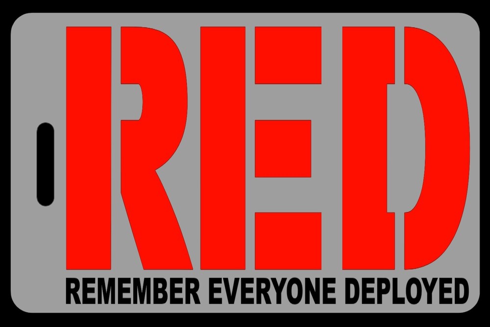 Lo-Viz Gray - RED - Remember Everyone Deployed - Bag Tag - Personalized