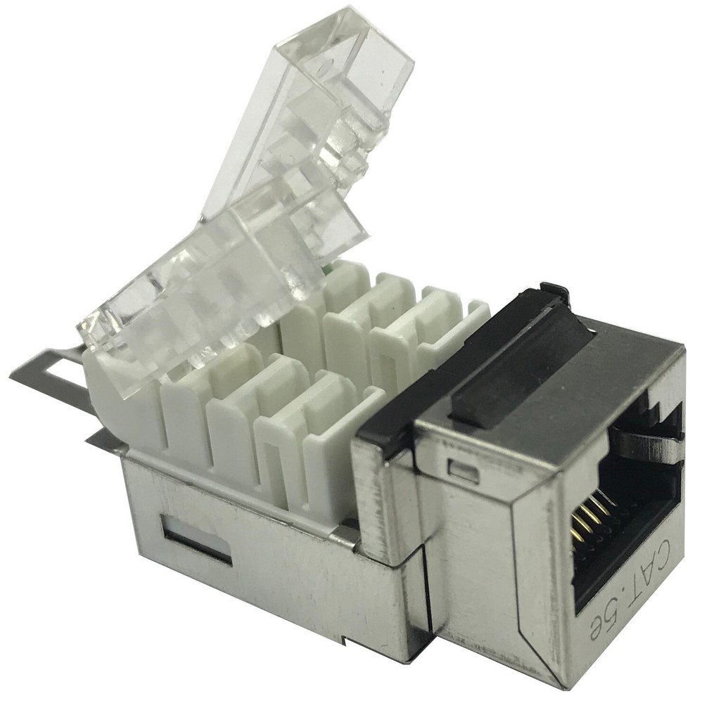 100 Pack Shielded CAT5e Keystone RJ45 Ethernet Network Tool-Less Snap-In Jack